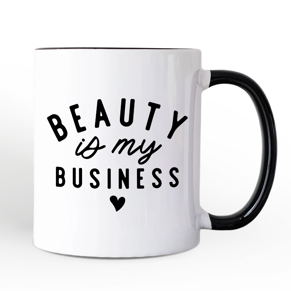 Beauty Is My Business Artist Personalized Mug, Minimalist Salon Gift with Custom Name