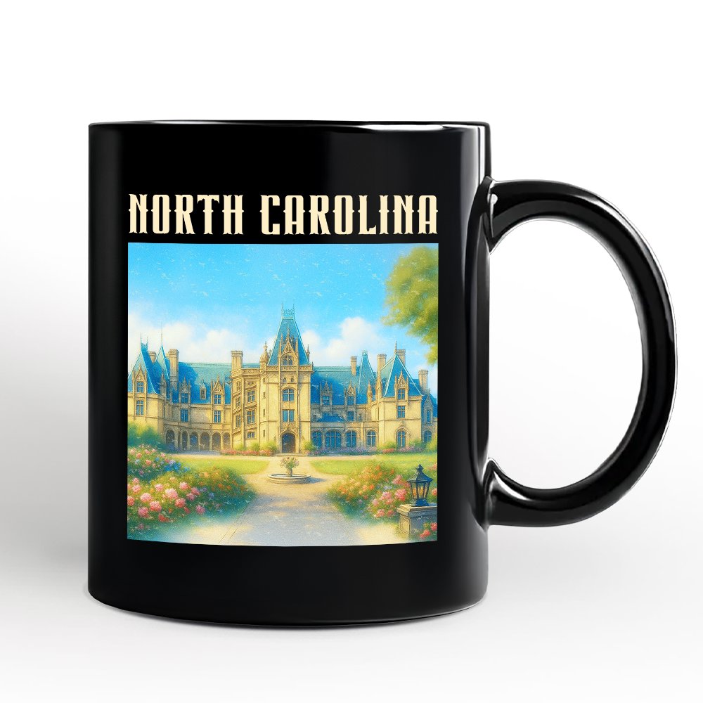 Elegant Biltmore Estate North Carolina State Personalized Mug, Asheville Landmark Gift and Heritage Souvenir with Custom Name