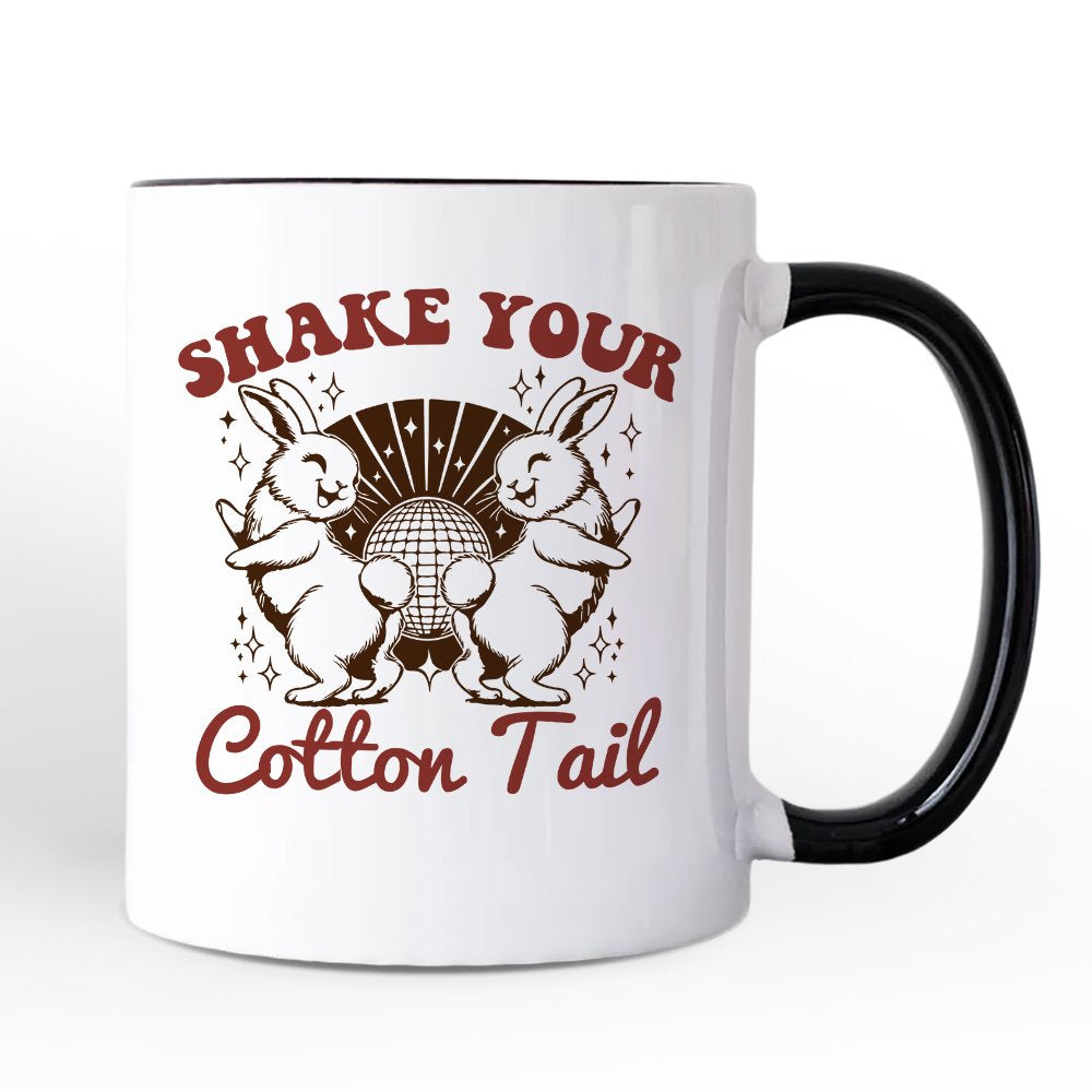 Funny Disco Easter Bunny Personalized Mug, Shake Your Cotton Tail Retro Gift with Custom Name
