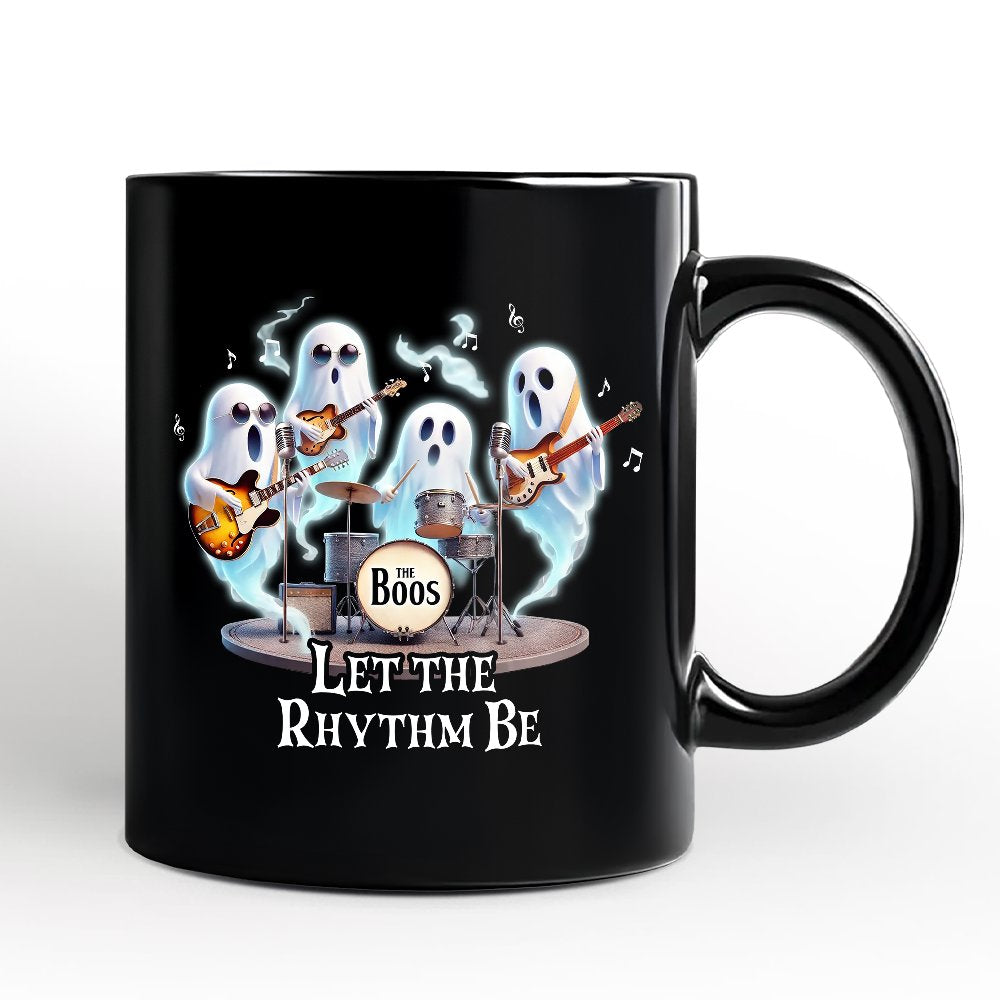 Let the Rhythm Be Ghost Band Personalized Mug, Whimsical Rock Music Gift with Custom Name