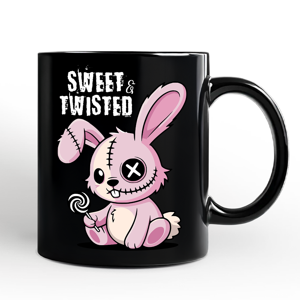 Pink Zombies Bunny Cute Mug, Cute Gothic Halloween Gift