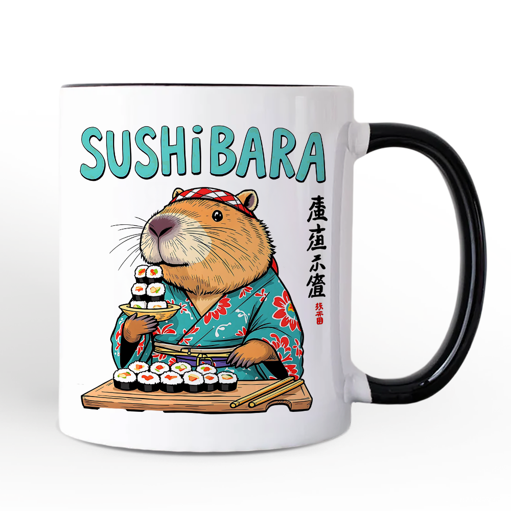 Sushibara Capybara Mug, Funny Sushi Animal Gift