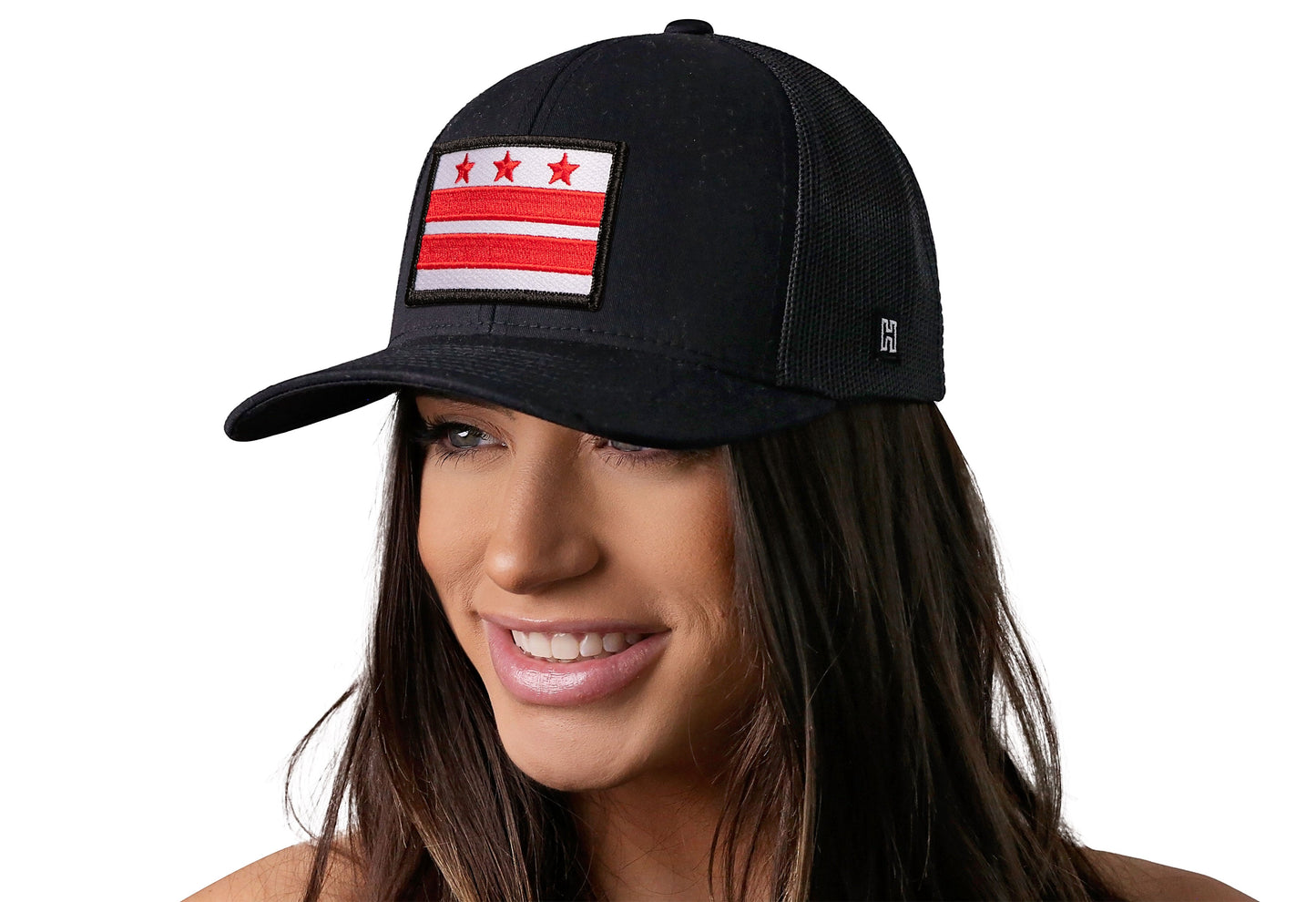 Washington DC Flag Trucker Hat | Black Snapback
