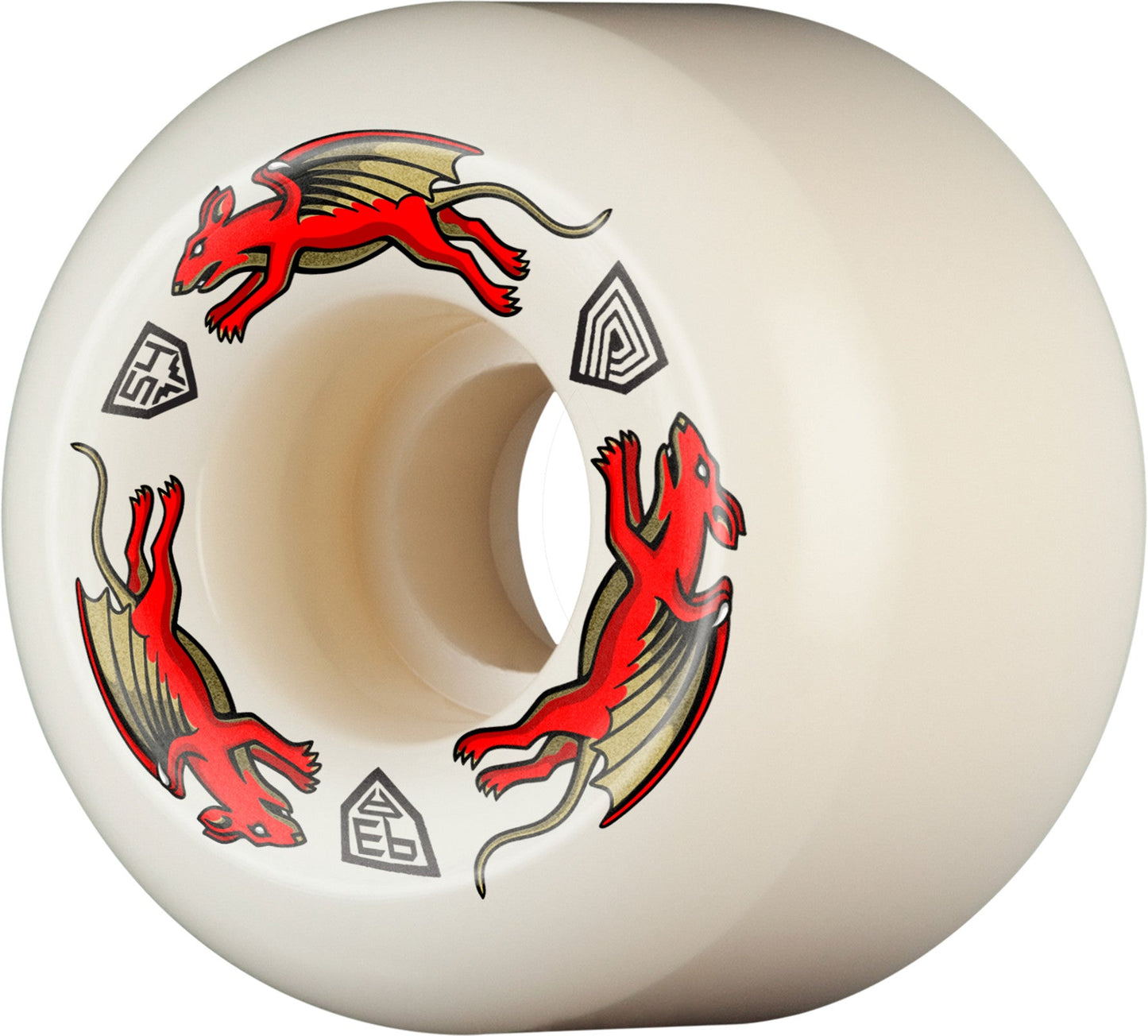 Powell Peralta Nano Rats AA2 Asymmetrical Shape Dragon Formula Wheels 54x39mm 93A - Off White (Set of 4)