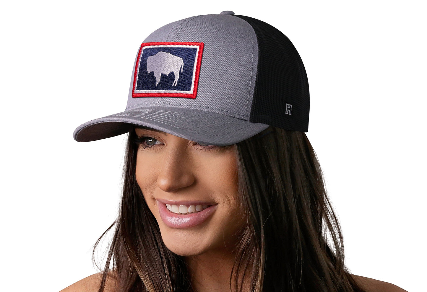 Wyoming Flag Trucker Hat | Gray-Black WY Snapback
