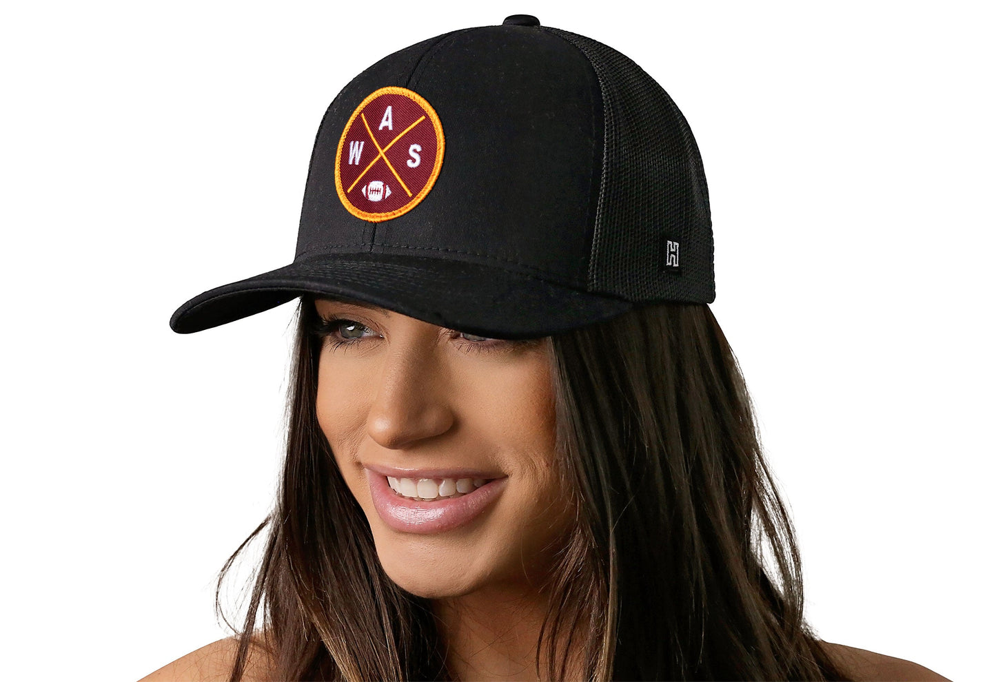 Washington DC Trucker Hat | Black WAS X Football Snapback