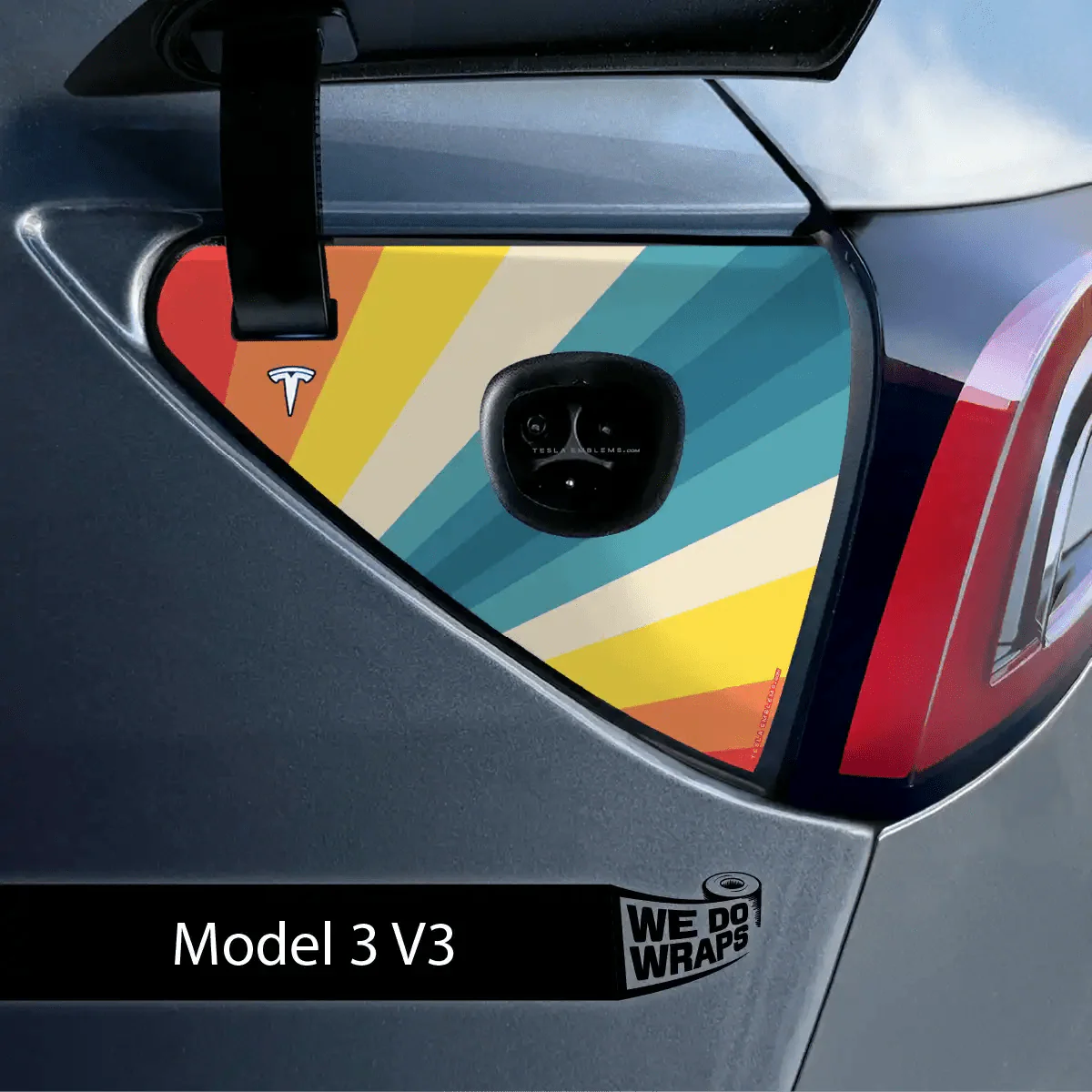 Wave Rider Stripes Tesla Charge Port Wrap | Model 3