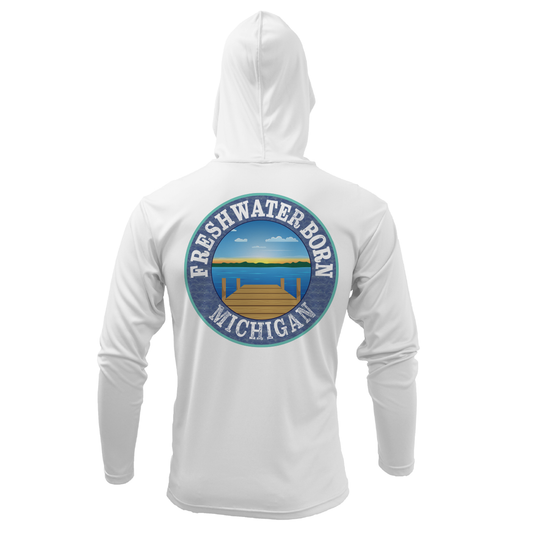 Michigan Freshwater Born SUP Flag Women's Long Sleeve UPF 50+ Dry-Fit Hoodie