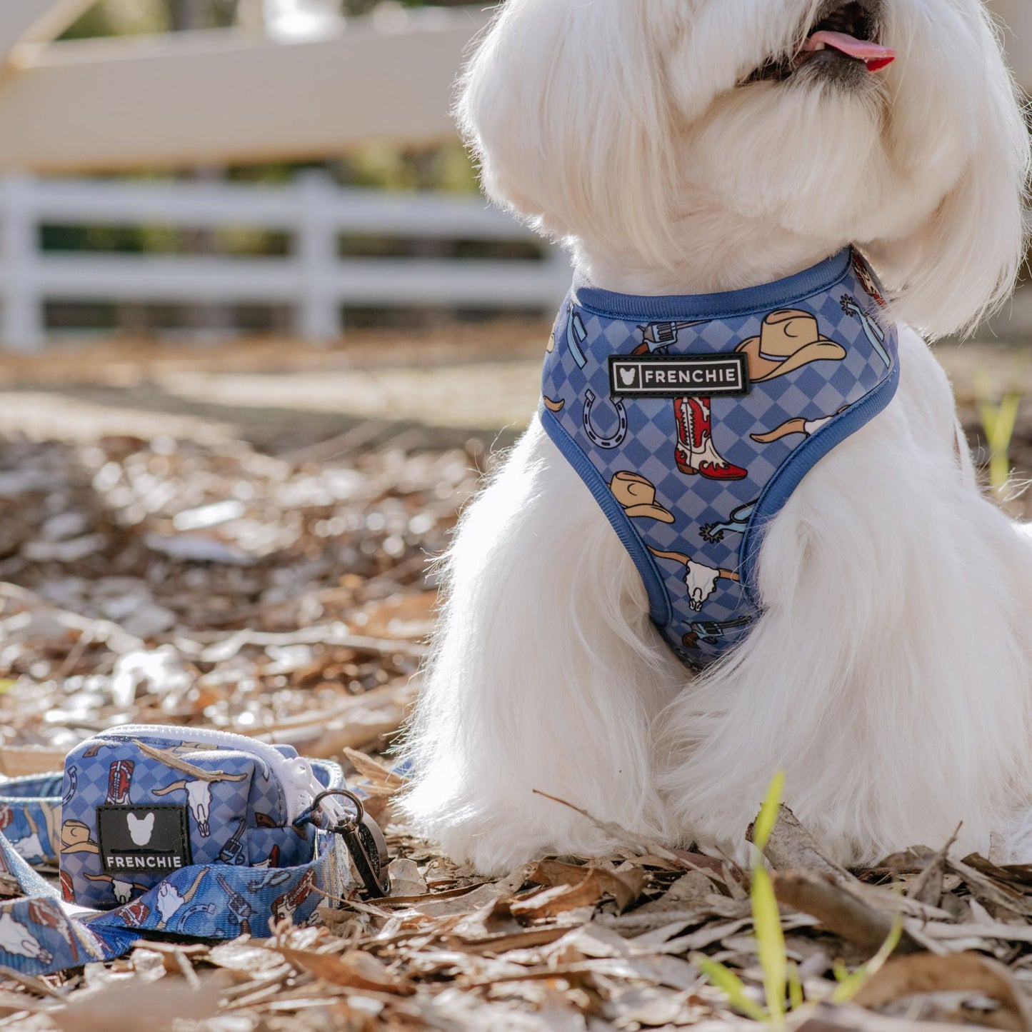 Frenchie Poo Bag Holder - Wild West (Blue)