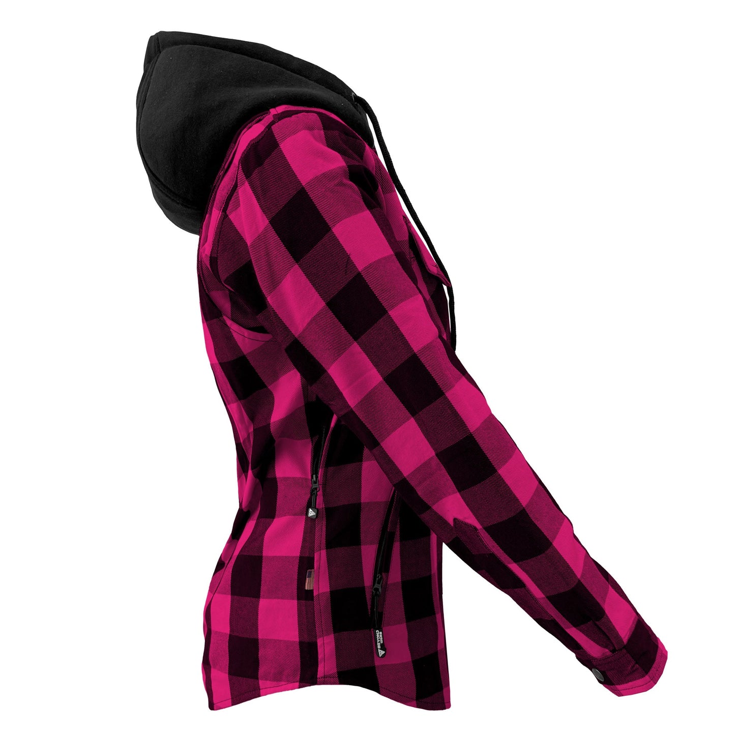Protective Flannel Hoodie for Women - Pink and Black Checkered