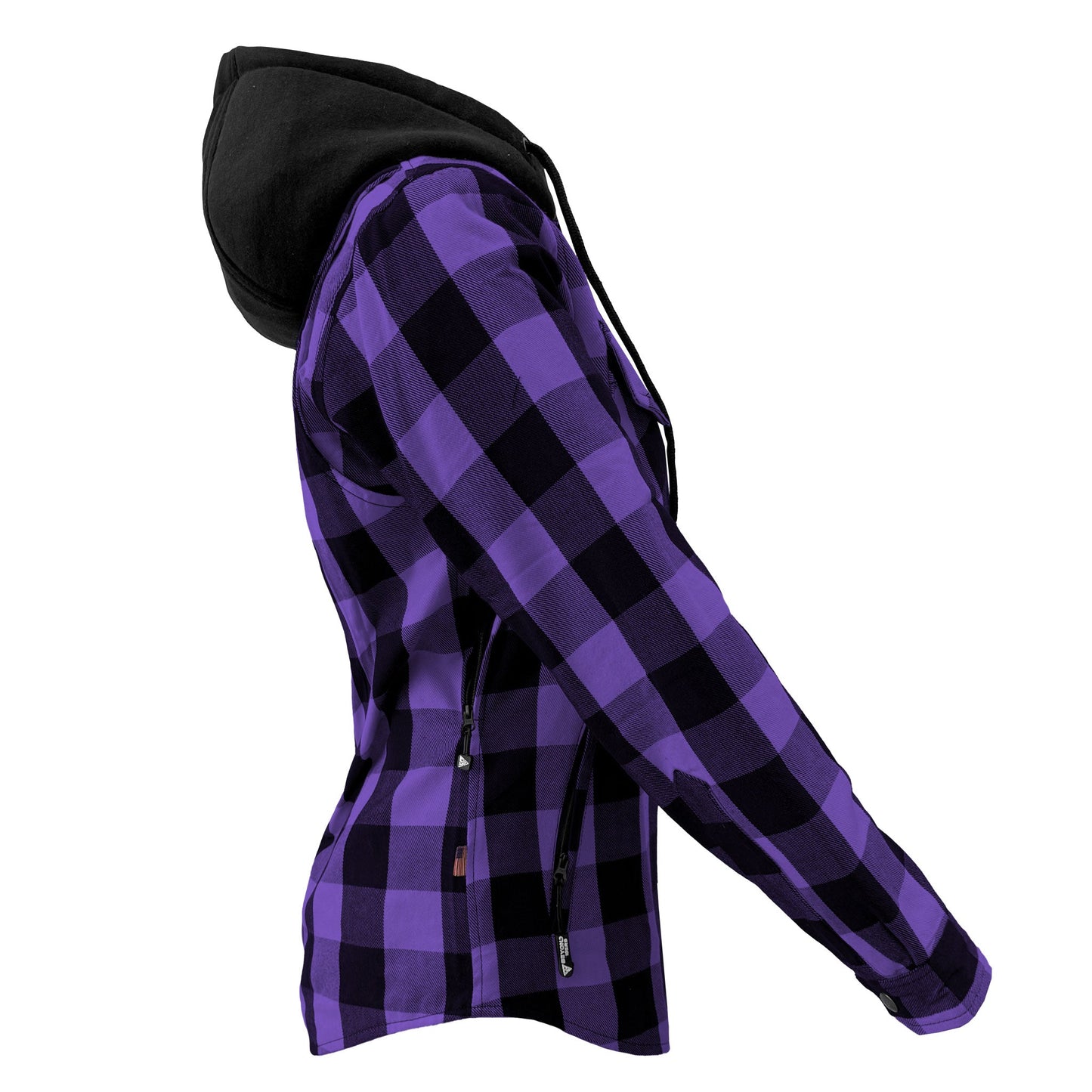 Protective Flannel Hoodie for Women - Purple and Black Checkered