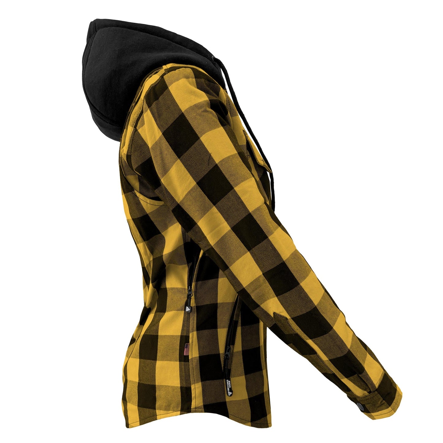 Protective Flannel Hoodie for Women - Yellow and Black Checkered