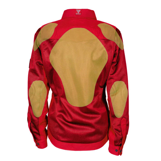 Protective Summer Mesh Shirt for Women - Red Solid with Pads