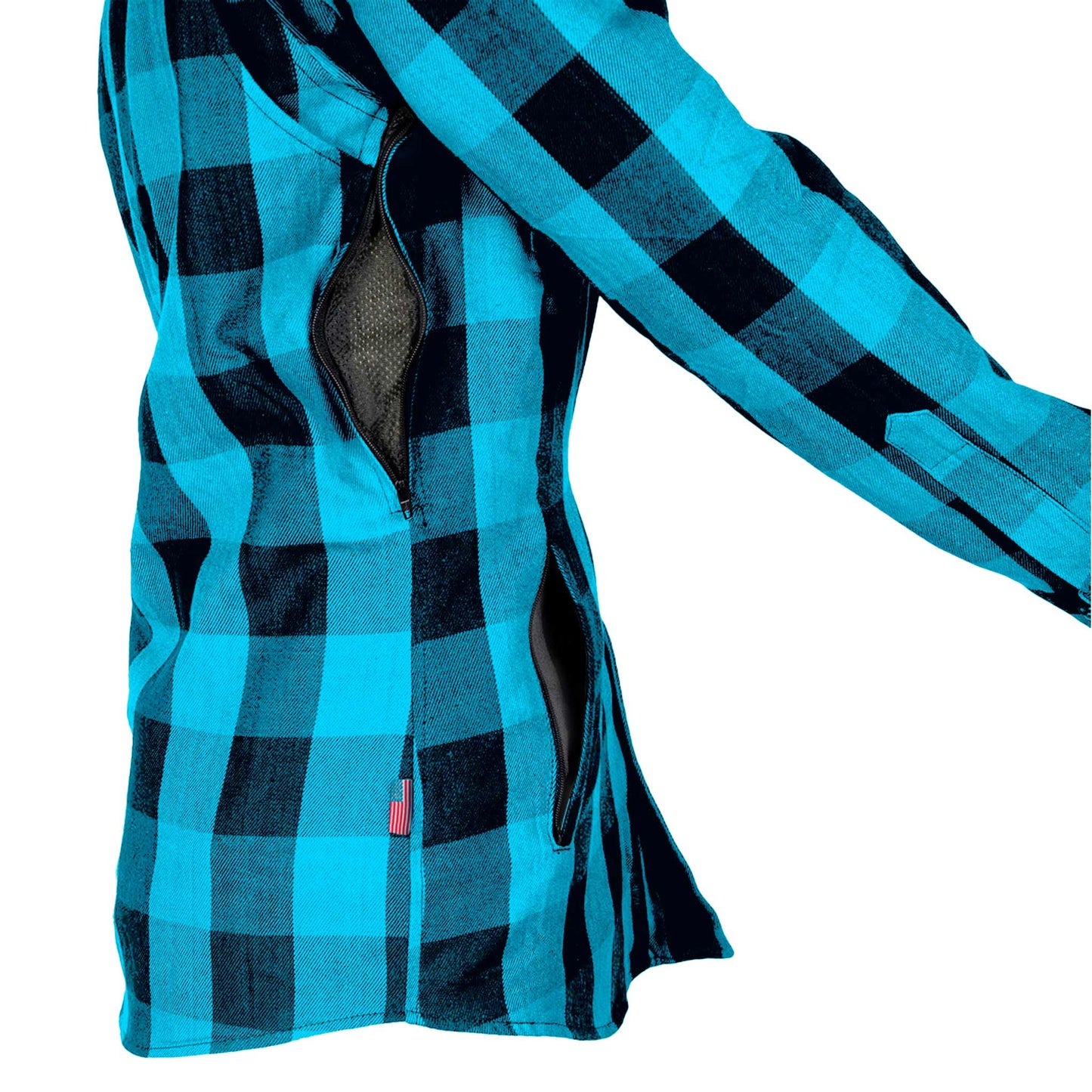Protective Flannel Shirt for Women - Aqua Blue Checkered