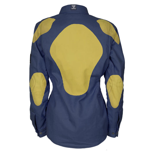 Protective Flannel Shirt for Women - Navy Blue Solid with Pads