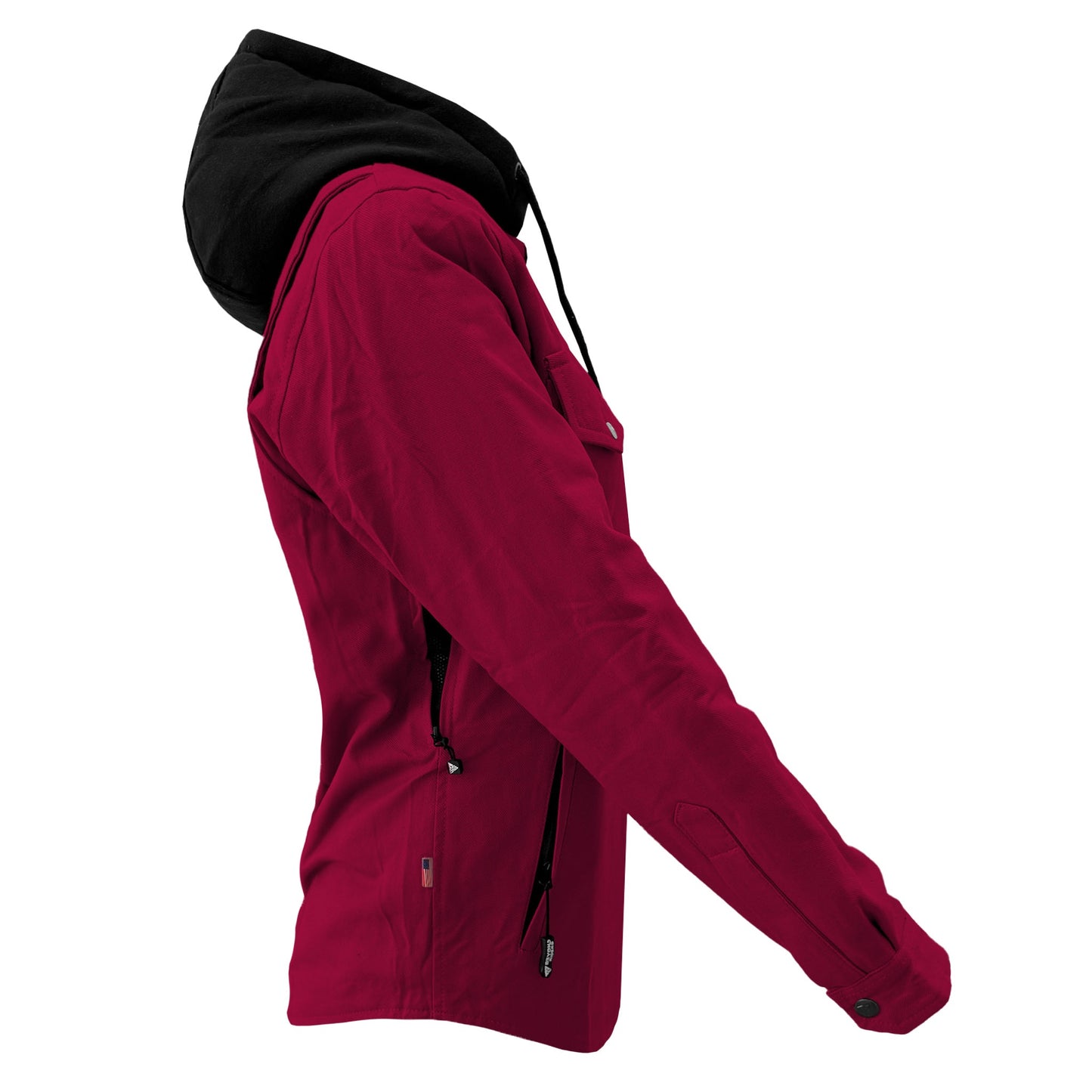 Protective Flannel Hoodie For Women - Red Maroon Solid