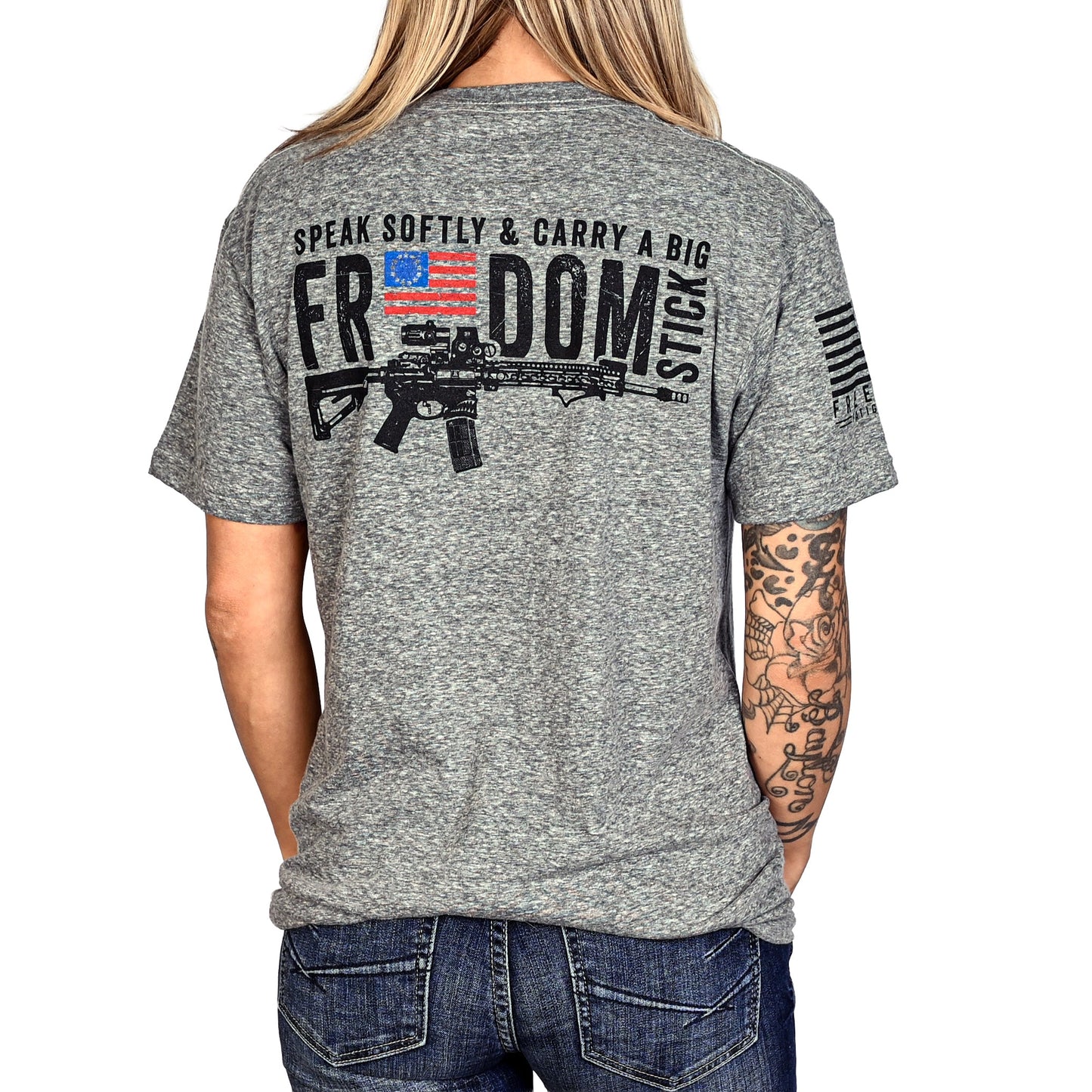 Women's Freedom Stick Patriotic 2A Boyfriend Fit T-Shirt