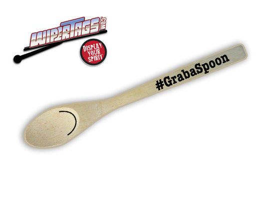 GrabaSpoon Wood Spoon with Smile WiperTag