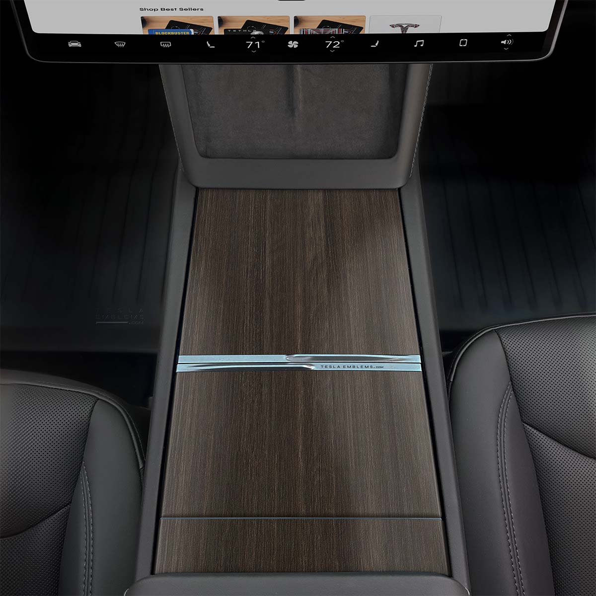 Dark Cherry Woodgrain | Tesla Center Console Wrap Kit | Model Y 2026