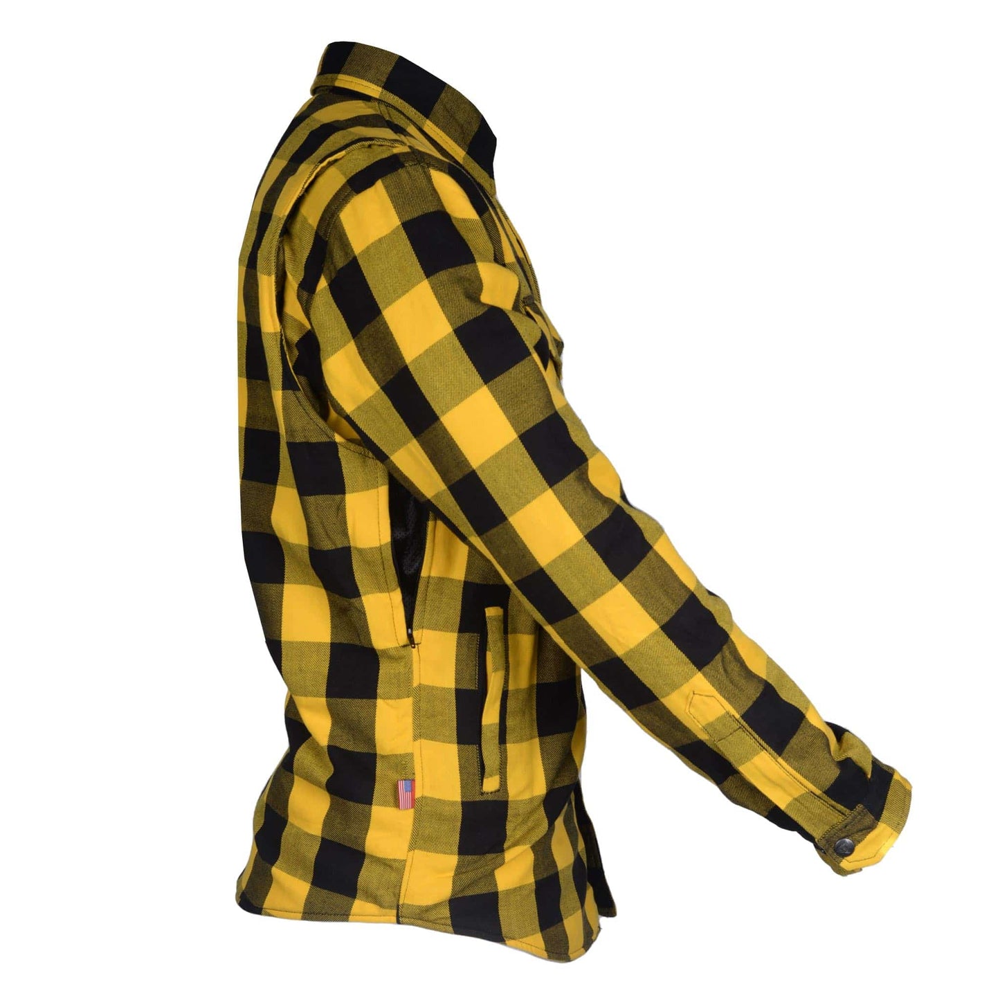 Protective Flannel Shirt - Yellow and Black Checkered with Pads