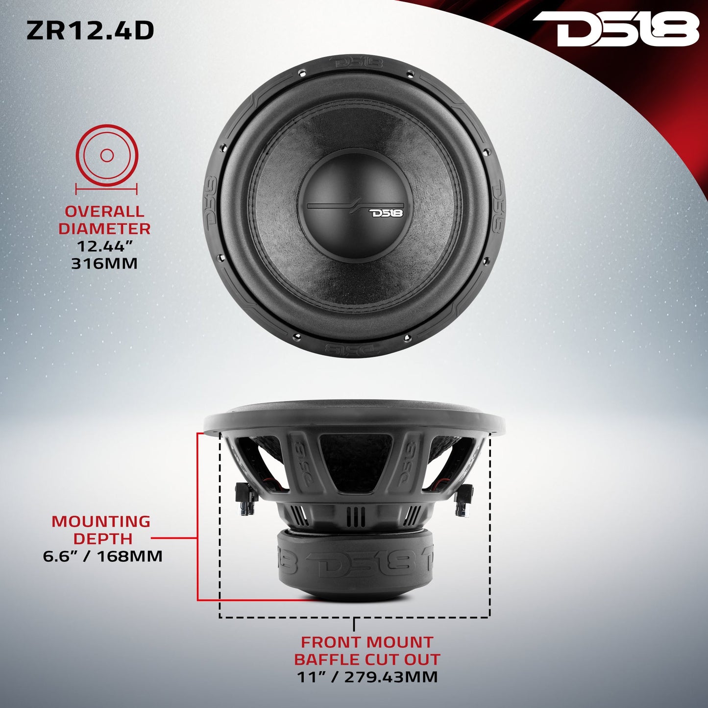 ZR 12" Subwoofer 750 Watts Rms DVC 4-Ohm