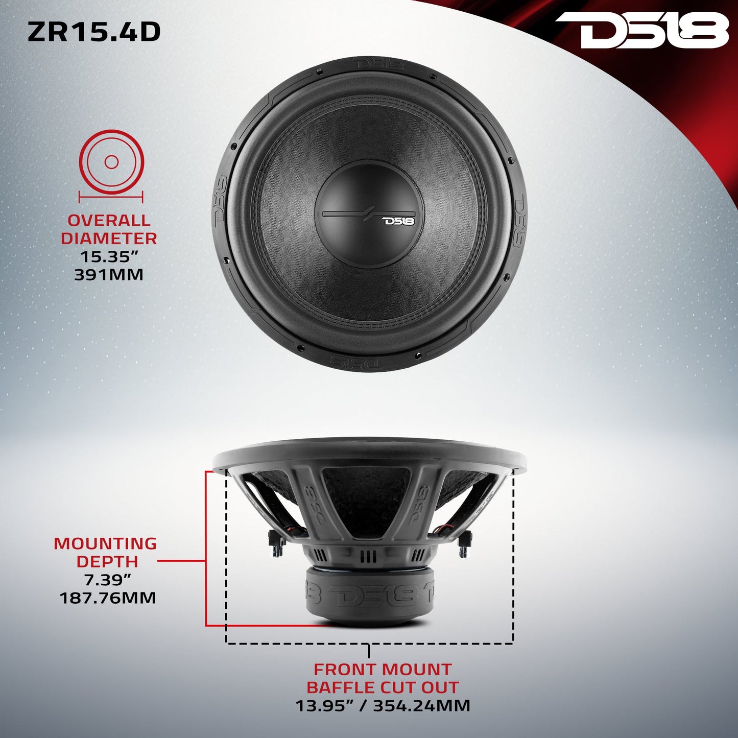 ZR 15" Subwoofer 750 Watts Rms DVC 4-Ohm