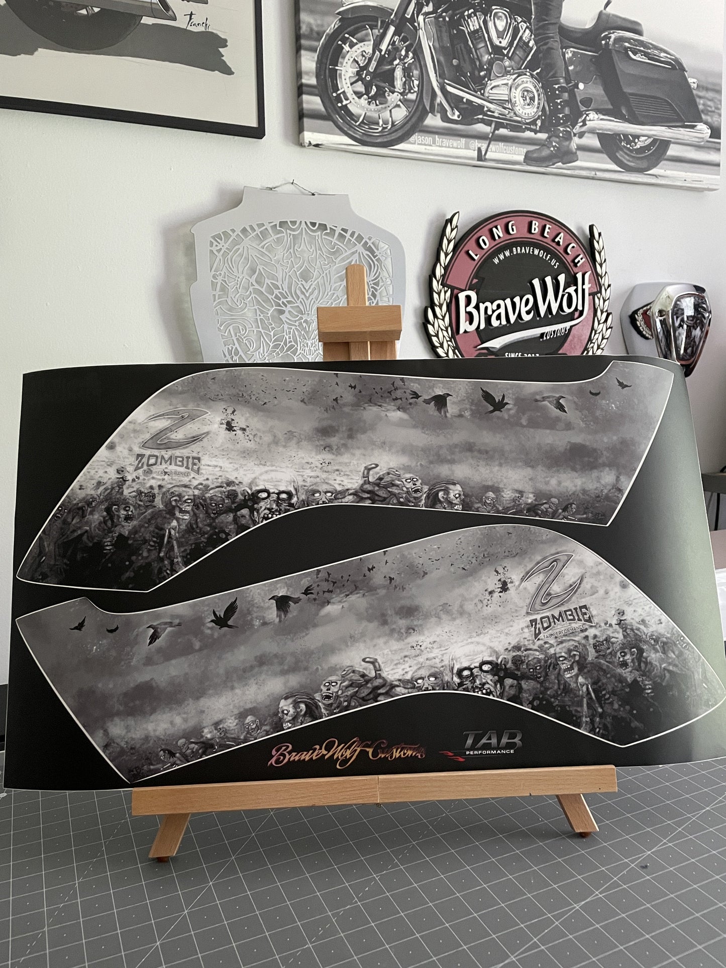 TAB Performance Zombie Saddlebag Decals for Challenger/Pursuit (White)