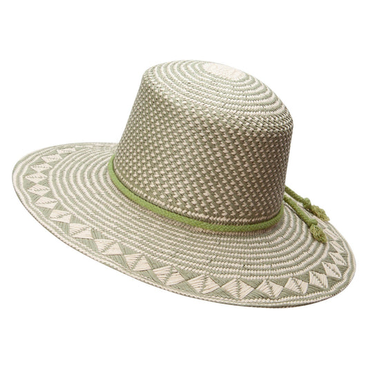 Womens Woven Paper with geometric design Hat