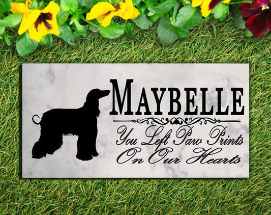 Afghan Memorial Marble Stone Plaque Personalized Pet Dog Garden Grave Marker