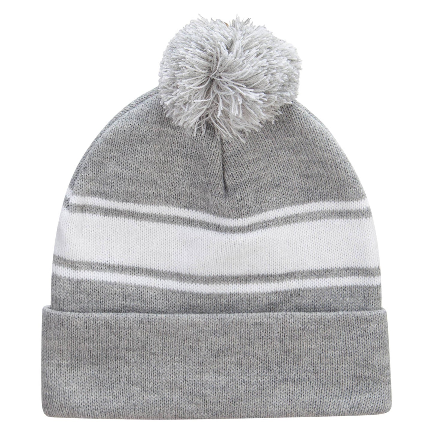 Striped Pom 12 inch Cuff Long Beanie