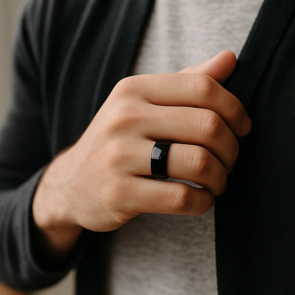 CORVUS Domed Black Tungsten Wedding Band - 10mm