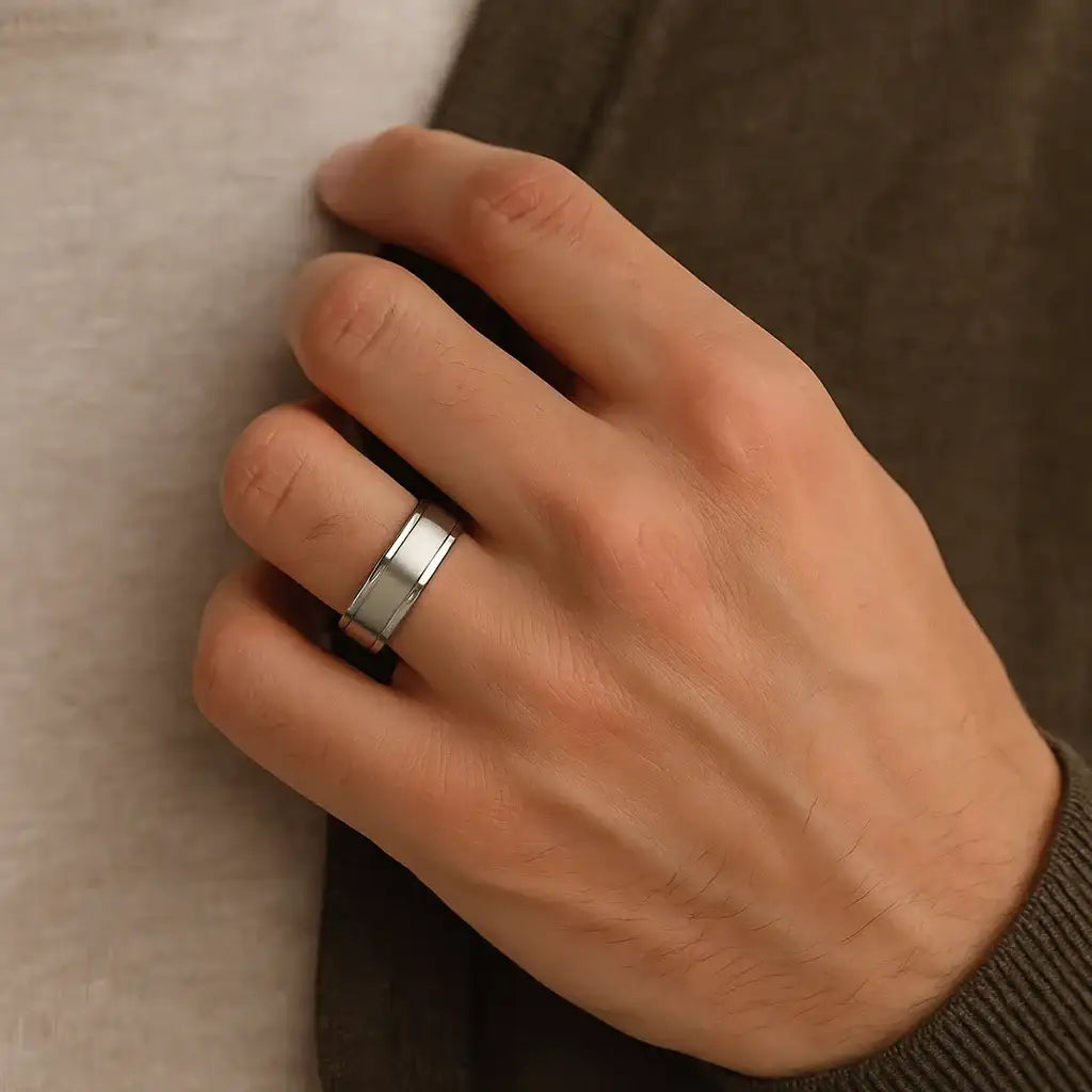 FAIRFIELD Flat Satin Finish Titanium Ring - 8mm