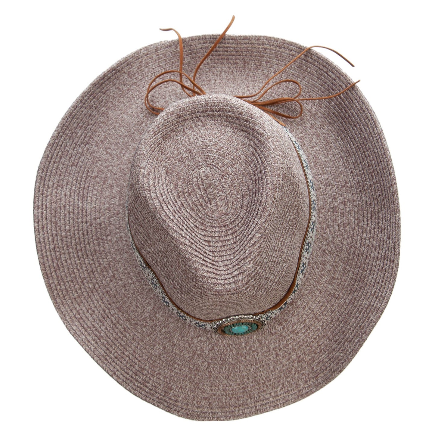 Women's Paper Braid Leatherette Crown Cowboy Hat