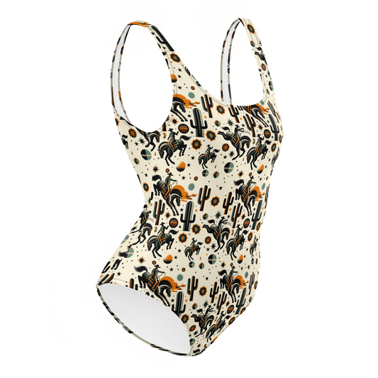 Cosmic Rodeo: Bucking Space Bronco One-Piece Swimsuit