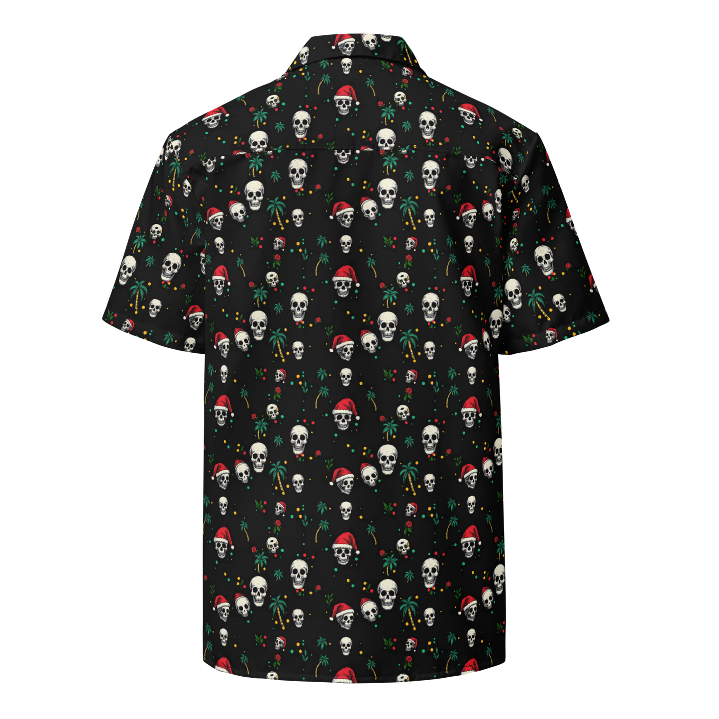 Sleighin’ Outlaws: Skull & Palm Holiday Button-Up Shirt