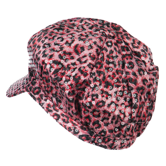 Animal Print Sequin Newsboy Cap