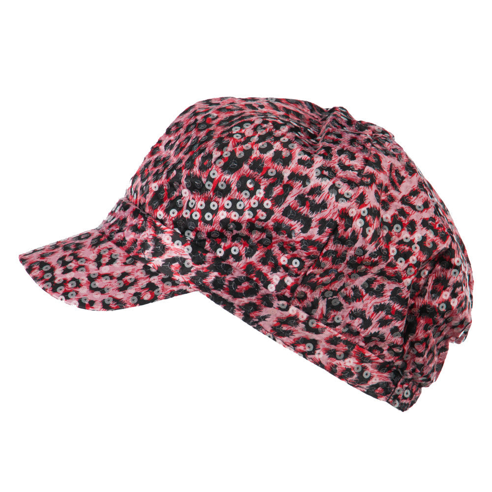 Animal Print Sequin Newsboy Cap