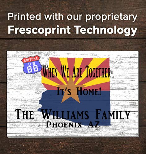 Arizona Home Sign Personalized Family Name SOLID WOOD 16.5in x 10.5in