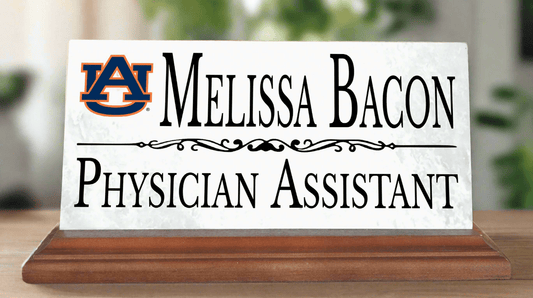 Auburn University Desk Nameplate – Custom Marble Name Sign with Personalized Title
