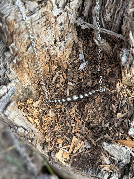Authentic Graduated Silver Pearls Chain Necklace