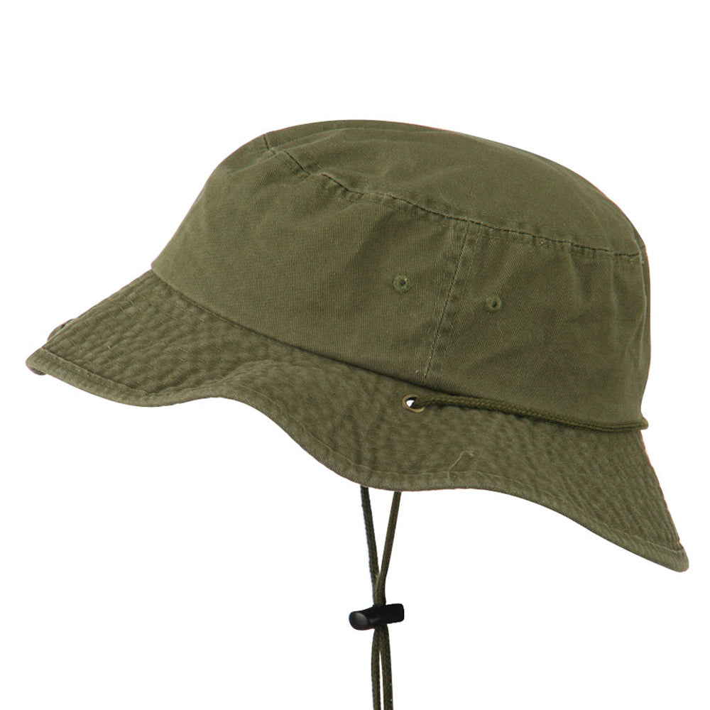 Big Size Washed Bucket Hat with Chin Cord