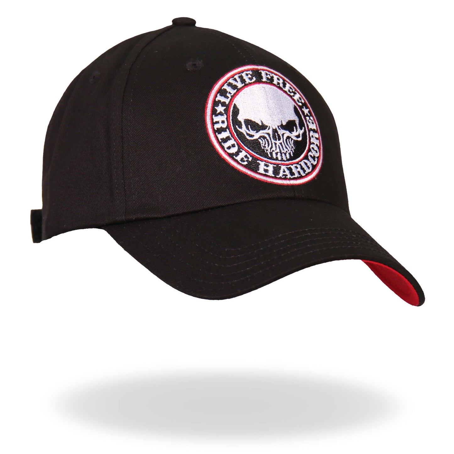 Hot Leathers BCA1042 Live Free Ride Hardcore Skull Baseball Cap