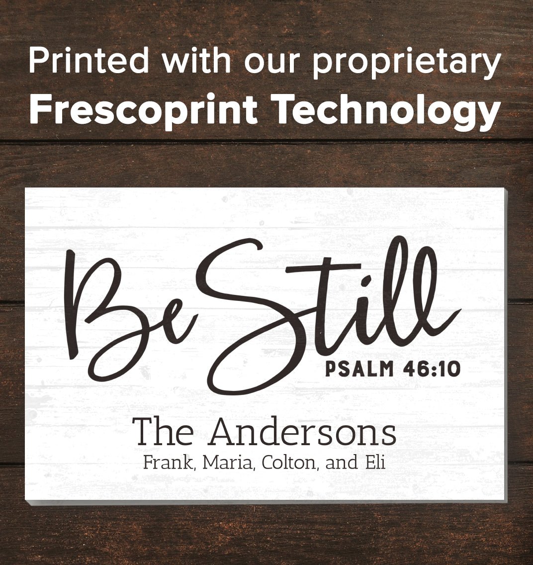 Be Still and Know Sign with Family Name Inspirational Wood Quote Wall Art - 16.5" x 10.5"