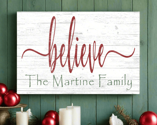 Believe Christmas Sign Personalized Wood Christmas Wall Décor