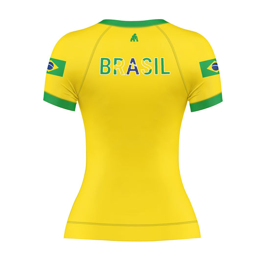BRAZIL FLAG WOMEN SHORT SLEEVE RASH GUARD