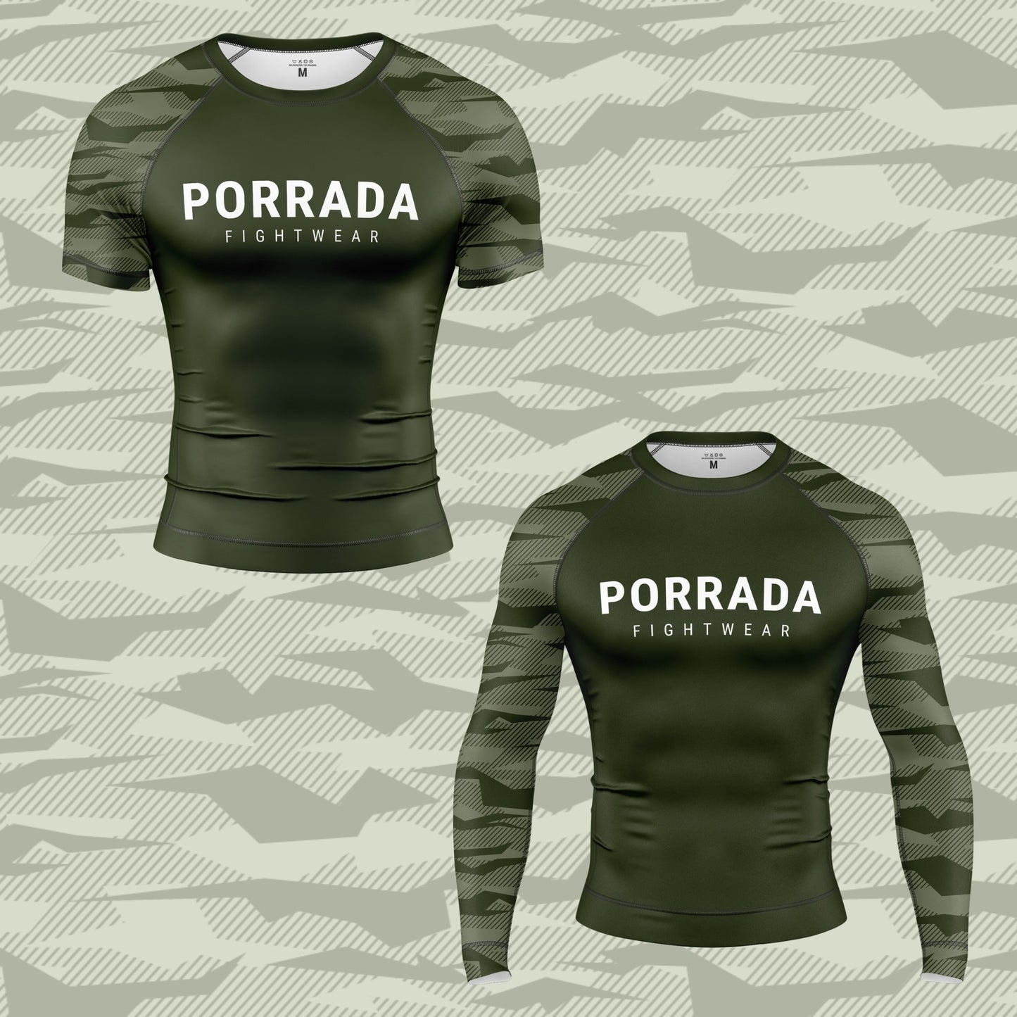 GREEN CAMO SHORT SLEEVE RASH GUARD