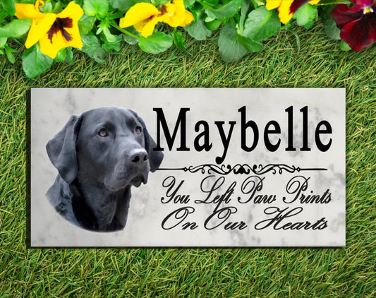 Black Lab Memorial Marble Stone Plaque Dog Grave Marker Pet Garden Plaque