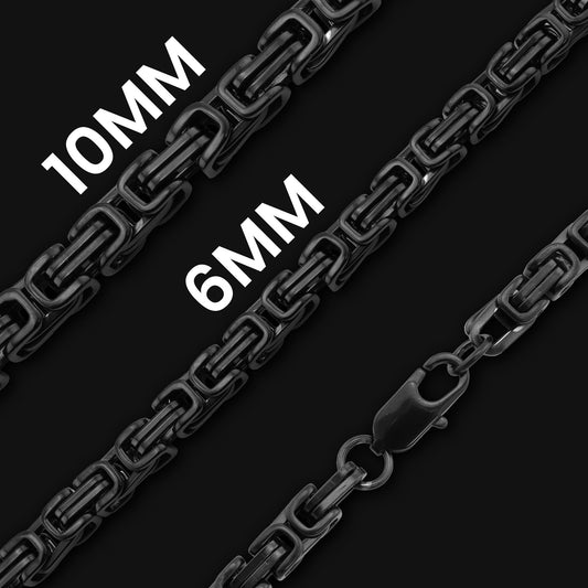 Stainless Steel Black Byzantine Chain Necklace