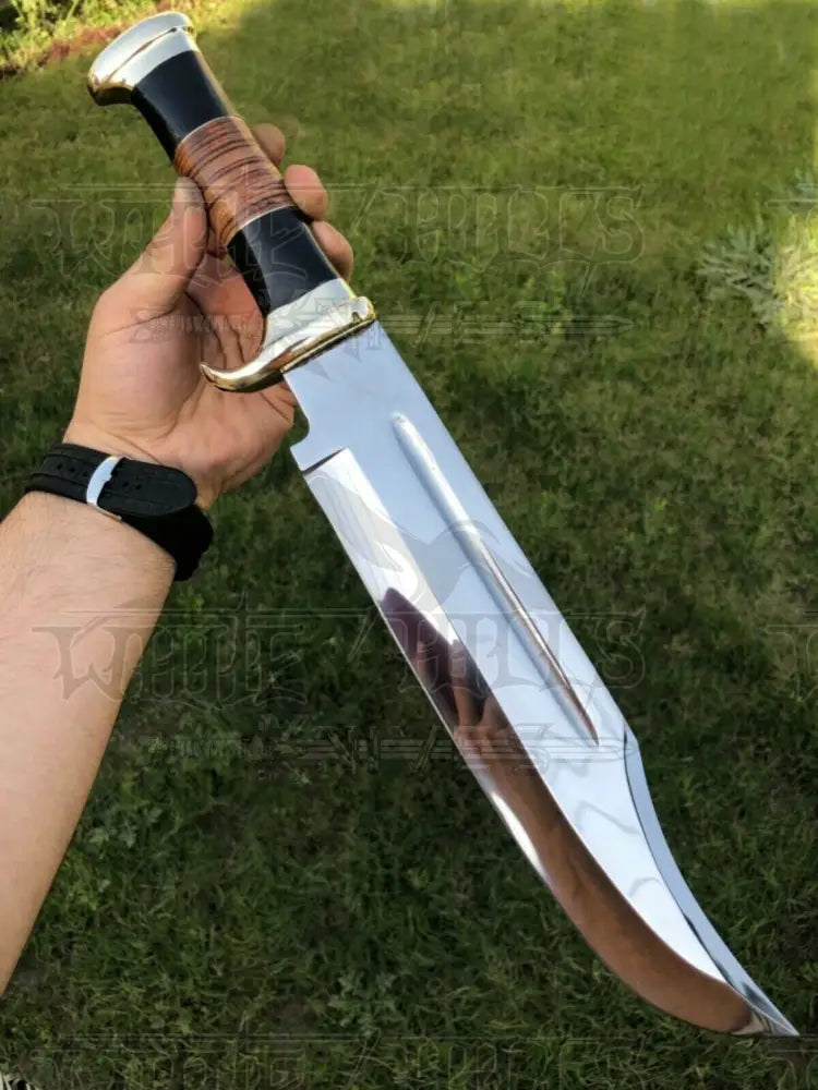 Bowie Knife - Custom Handmade D2/c430 Tool Steel High Polish Crocodile Dundee Bowie knife