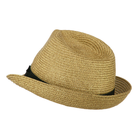 Women's Metallic and Black Ribbon Fedora